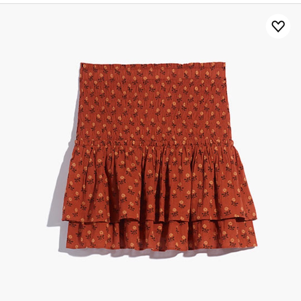 Madewell NWT smocked pull on tiered mini skirt in wild calendula block print